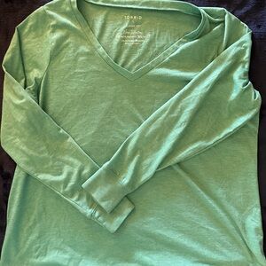 Torrid Teal V-Neck Long Sleeve Top